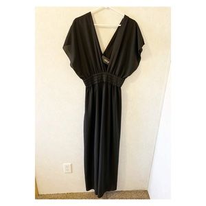 Boohoo black plus size plunge beach maxi dress